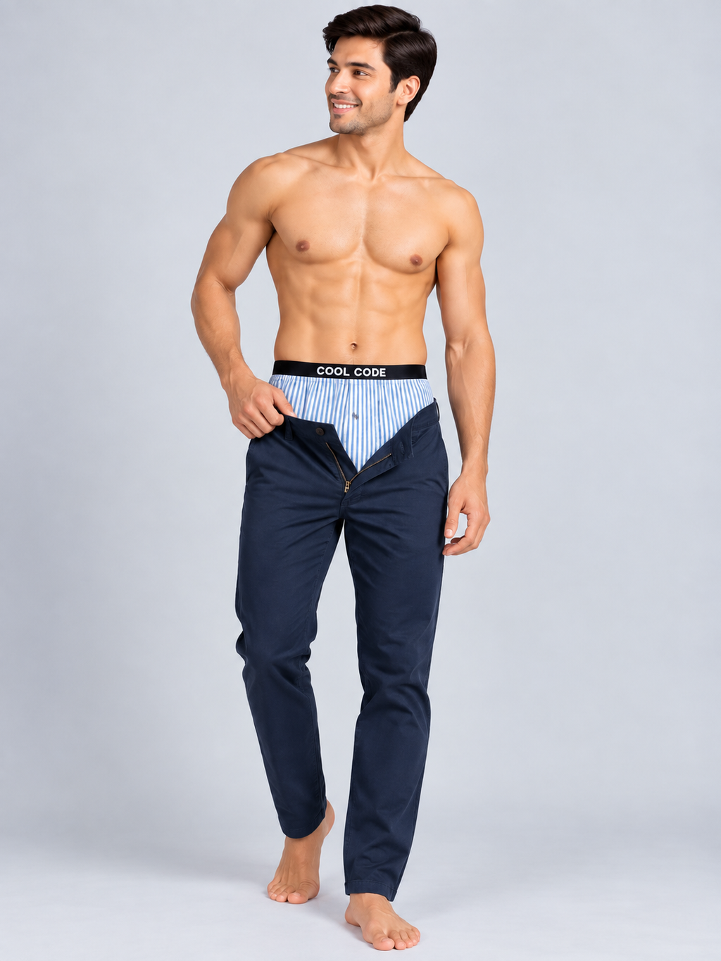 COTTON INNER BOXER - DOUBLE LYOCELL WBLUE CC01